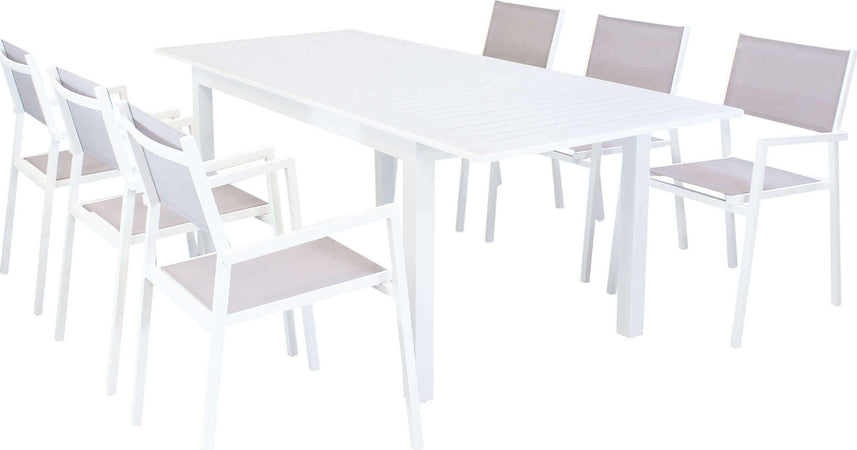 ARGENTUM---set-tavolo-da-giardino-allungabile-150/210x90-compreso-di-6-poltrone-in-alluminio-Bianco-Milani-Home