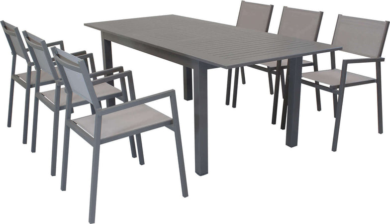 ARGENTUM---set-tavolo-da-giardino-allungabile-150/210x90-compreso-di-6-poltrone-in-alluminio-Taupe-Milani-Home
