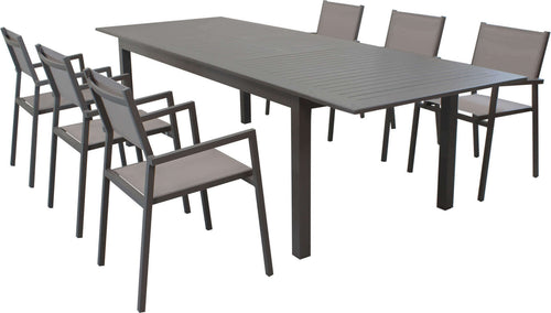 ARGENTUM---set-tavolo-da-giardino-allungabile-220/280x100-compreso-di-6-poltrone-in-alluminio-Taupe-Milani-Home