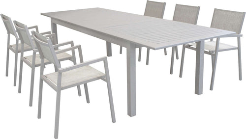 ARGENTUM---set-tavolo-da-giardino-allungabile-220/280x100-compreso-di-6-poltrone-in-alluminio-Tortora-Milani-Home