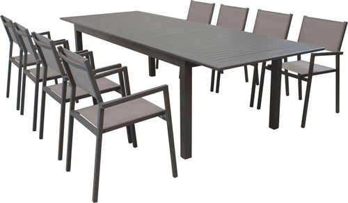 ARGENTUM---set-tavolo-da-giardino-allungabile-220/280x100-compreso-di-8-poltrone-in-alluminio-Taupe-Milani-Home