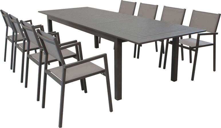 ARGENTUM---set-tavolo-da-giardino-allungabile-220/280x100-compreso-di-8-poltrone-in-alluminio-Taupe-Milani-Home