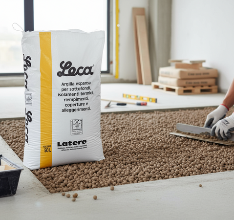 Argilla espansa Leca 8/20 adatta per sottofondi coperture riempimenti alleggerimenti isolamenti di calcestruzzi SACCHI DA 50lt