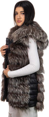 Arianna---Smanicato-Donna-Marrone-in-vera-pelliccia-con-cappuccio