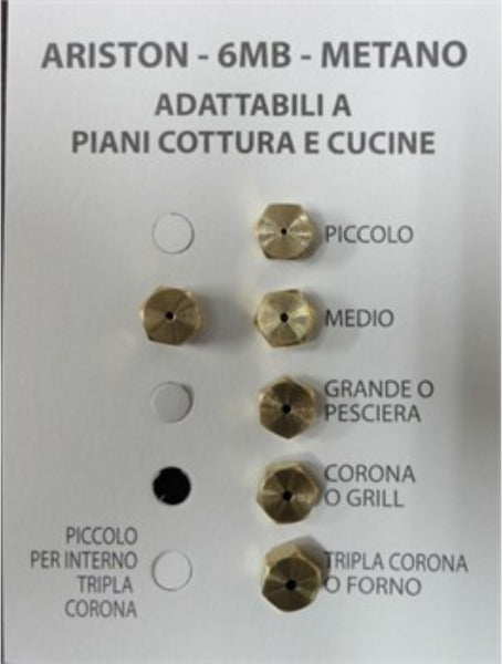 ARISTON SERIE UGELLI PIANO COTTURA CUCINE GAS 5 FUOCHI + FORNO- GAS METANO - 6MB Casa e cucina/Utensili da cucina/Bruciatori da cucina Rossi Ricambi - Venetico Marina, Commerciovirtuoso.it