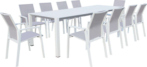 ARIZONA---set-tavolo-in-alluminio-cm-85-x-51,50/104/156/208/260-x-74-h-con-10-sedute-Bianco-Milani-Home