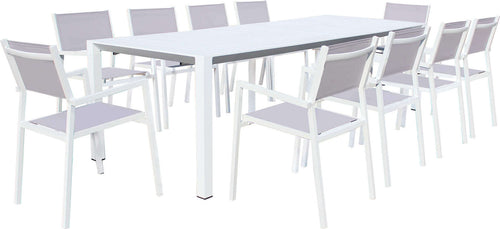 ARIZONA---set-tavolo-in-alluminio-cm-85-x-51,50/104/156/208/260-x-74-h-con-10-sedute-Bianco-Milani-Home