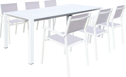 ARIZONA---set-tavolo-in-alluminio-cm-85-x-51,50/104/156/208/260-x-74-h-con-6-sedute-Bianco-Milani-Home
