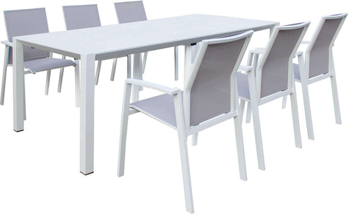 ARIZONA---set-tavolo-in-alluminio-cm-85-x-51,50/104/156/208/260-x-74-h-con-6-sedute-Bianco-Milani-Home
