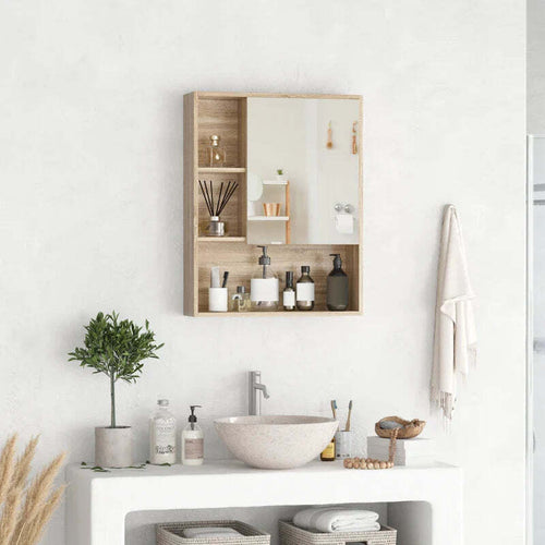 Armadietto-a-specchio-con-scaffale-regolabile,-montaggio-a-muro,-color-rovere,-60-x-15-x-76cm-UJ9834-259UJ9
