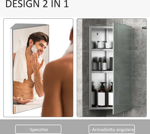 Armadietto-Angolare-Bagno-in-Acciaio-Anta-a-Specchio-Chiusura-Magnetica-3-Ripiani-Salvaspazio-60x30x18.4cm-TG202-0551TG2