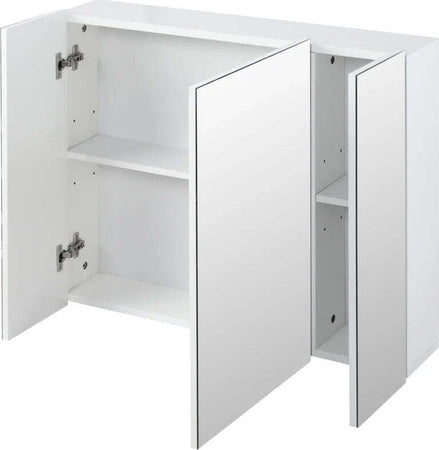 Armadietto-Bagno-con-3-Ante-Specchiate-e-Ripiani-Regolabili,-70x15x60cm,-Bianco-KJ4834-366KJ4