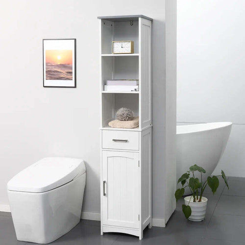 Armadietto-Bagno-con-Scaffale-a-3-Livelli,-1-Cassetto-e-1-Mobiletto,-34x30x163cm-AZ7834-364LGAZ7