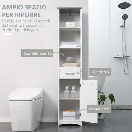 Armadietto-Bagno-con-Scaffale-a-3-Livelli,-1-Cassetto-e-1-Mobiletto,-34x30x163cm-AZ7834-364LGAZ7
