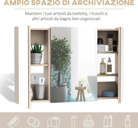 Armadietto-Pensile-da-Bagno-a-Parete-con-Specchio-a-3-Ante-e-Ripiani-Regolabili-in-Legno-90x60x13.5cm-BN3834-163BN3