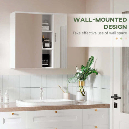 Armadietto-Specchiera-Bagno-2-Ante-con-Ripiani-Aperti-e-Mensole-Regolabili,-60x20x61cm,-Bianco-RF8834-547V00WTRF8