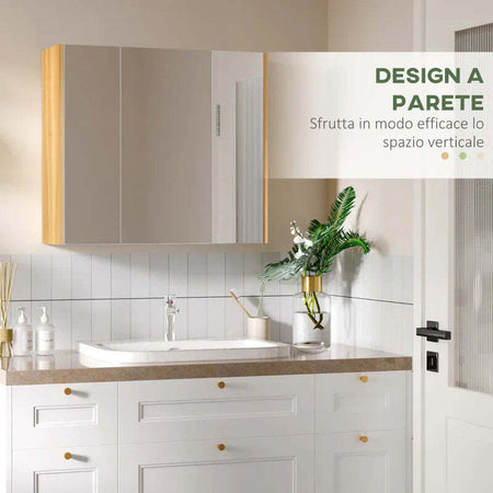Armadietto-Specchiera-Bagno-a-3-Ante-con-Mensole-Regolabili,-68x22x60cm,-Bianco-TG9834-559V80WTTG9