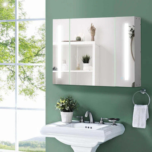 Armadietto-Specchiera-da-Bagno-con-3-Armadietti,-3-Ripiani-e-Luce-LED,-90x15x65-cm,-Bianco-UJ2834-416WTUJ2
