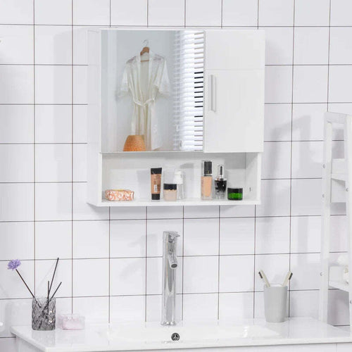 Armadietto-Specchiera-Pensile-da-Bagno-in-Legno-con-Mensole-Regolabili,-Mobile-Bagno-a-2-Ante-e-Ripiano-Aperto,-54x15.2x55.3cm,-Bianco-EF4834-347WTEF4
