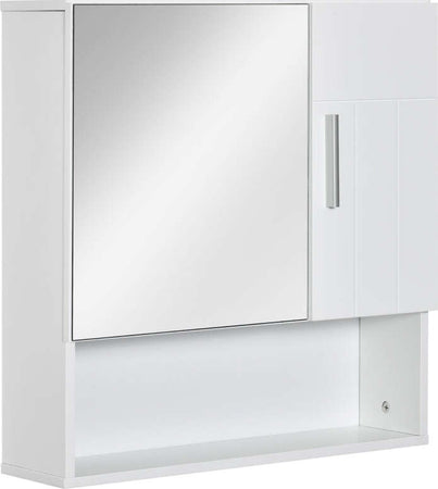 Armadietto-Specchiera-Pensile-da-Bagno-in-Legno-con-Mensole-Regolabili,-Mobile-Bagno-a-2-Ante-e-Ripiano-Aperto,-54x15.2x55.3cm,-Bianco-EF4834-347WTEF4