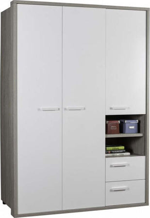 Armadio 3 ante e 2 cassetti Rovere Gessato e Bianco Lucido per stanzetta e camera da letto Casa e cucina/Arredamento/Camera da letto/Armadi Decor Space - Altamura, Commerciovirtuoso.it