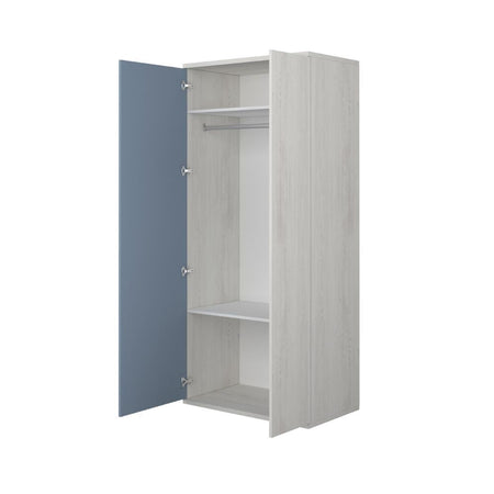 Armadio 90x52x223h 2 ante bianco consumato celeste