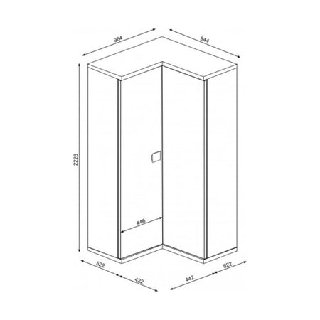 Armadio 98x96x223h angolare bianco consumato celeste