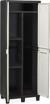 Armadio-a-2-ante,-con-vano-porta-attrezzi-e-3-ripiani-ventilati-posizionabili-a