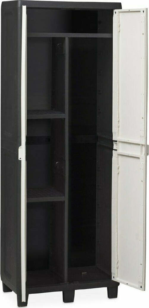 Armadio-a-2-ante,-con-vano-porta-attrezzi-e-3-ripiani-ventilati-posizionabili-a
