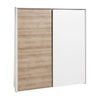 Armadio in legno con 2 ante scorrevoli bianco laccato e rovere Made in Italy