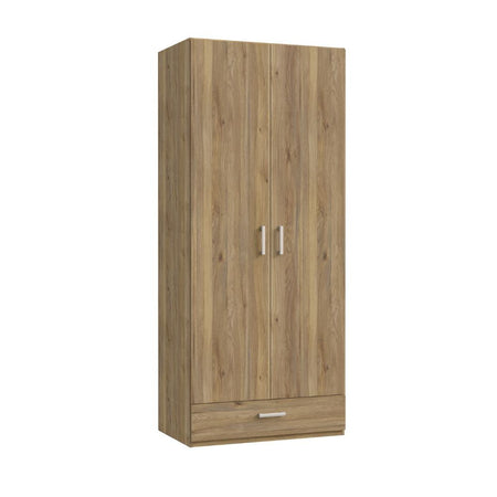 Armadio Arcadia 2 ante battenti e un cassetto colore rovere medio