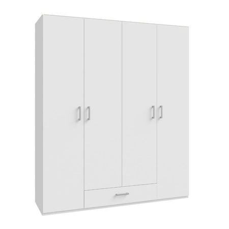 Armadio Arcadia 4 ante battenti e un cassetto colore bianco