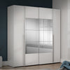 Armadio Callia 2 ante battenti bianco e 2 ante scorrevoli con specchio 200.1x61.2xH210.5 cm.
