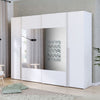 Armadio Callia con 2 ante battenti colore bianco e 2 ante scorrevoli con specchio 270.3x61.2xH210.5 cm.