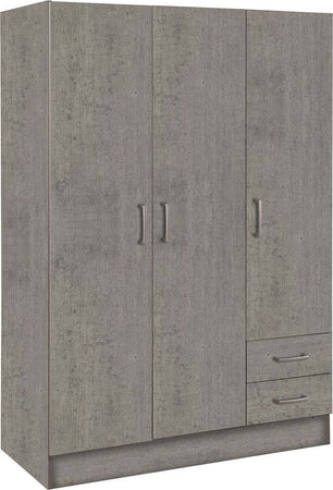 Armadio Cemento in legno con cassettiera, armadietto portabiti e scarpiera Made in Italy Casa e cucina/Arredamento/Camera da letto/Armadi Decor Space - Altamura, Commerciovirtuoso.it