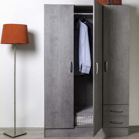 Armadio Cemento in legno con cassettiera, armadietto portabiti e scarpiera Made in Italy Casa e cucina/Arredamento/Camera da letto/Armadi Decor Space - Altamura, Commerciovirtuoso.it