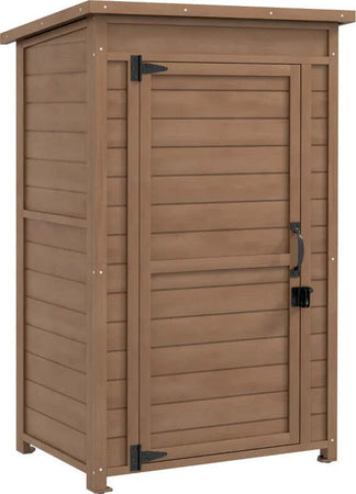 Armadio-da-Giardino-in-Legno-con-Ripiano-Regolabile-e-Catenaccio,-75x56x117cm,-Marrone-GM184G-415V00BNGM1