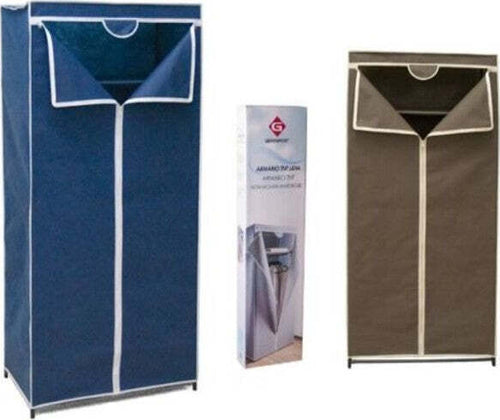 Armadio-Guardaroba-Tessuto-Appendiabiti-Acciaio-Smontabile-Abiti-Ripiano