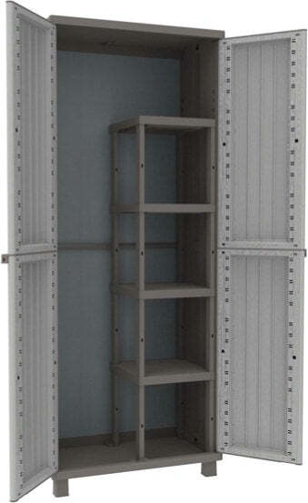 Armadio JWood 368 - 2 ante - PPL - effetto legno - 68x37 5x170 cm - grigio tortora - Terry Fai da te/Organizzazione casa e magazzini/Armadietti metallici Eurocartuccia - Pavullo, Commerciovirtuoso.it