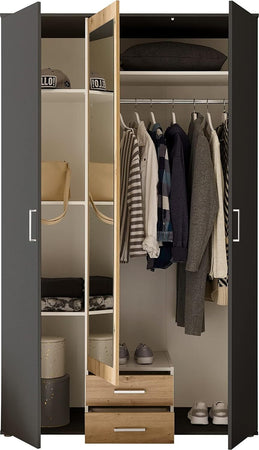 armadio-moderno-per-camera-da-letto-3-ante-battenti-2-cassetti-in-legno-grigio-scuro-e-marrone-rovere-RF82651,225,0DRR