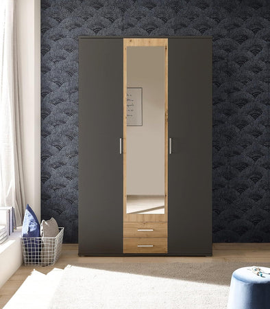 armadio-moderno-per-camera-da-letto-3-ante-battenti-2-cassetti-in-legno-grigio-scuro-e-marrone-rovere-RF82651,225,0DRR