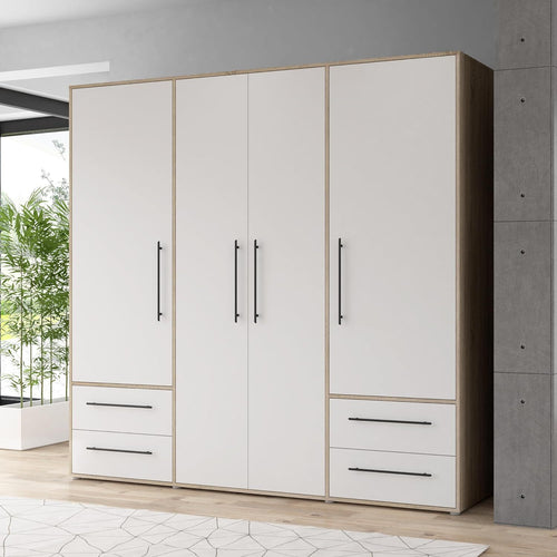 armadio-moderno-per-camera-da-letto-4-ante-battenti-4-cassetti-in-legno-bianco-T2245,268S