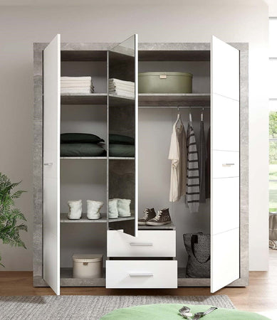 armadio-moderno-per-camera-da-letto-in-legno-ante-cassetti-bianco-grigio-cemento-specchio-4R42651,221,05TG