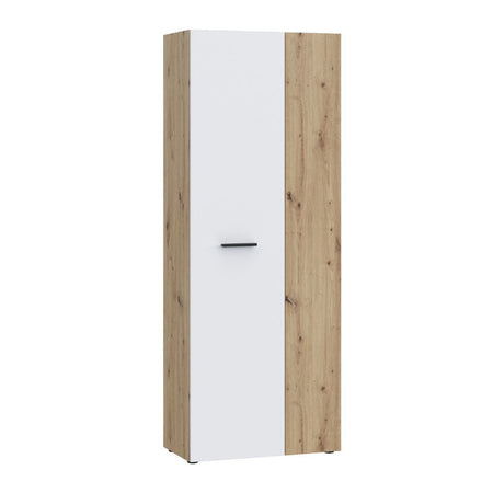 Armadio multiuso Teodoro 2 ante con portascope struttura rovere e 1 anta bianco