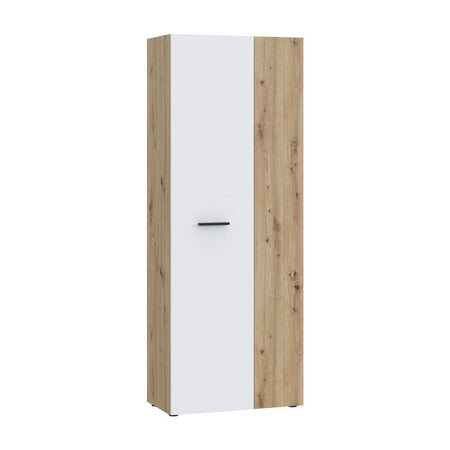 Armadio multiuso Teodoro 2 ante con ripiani struttura rovere e 1 anta bianco