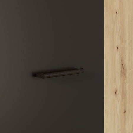 Armadio multiuso Teodoro 2 ante con ripiani struttura rovere e 1 anta nero