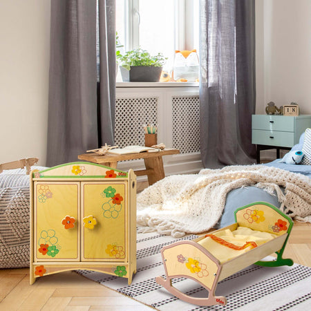 Armadio Per Bambole - Fiore in Legno Gioco per Bambine Dida