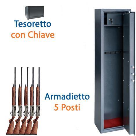 Armadio blindato portafucili 5 POSTI in acciaio fuciliera con tesoretto IDEAL STAR Ideal star