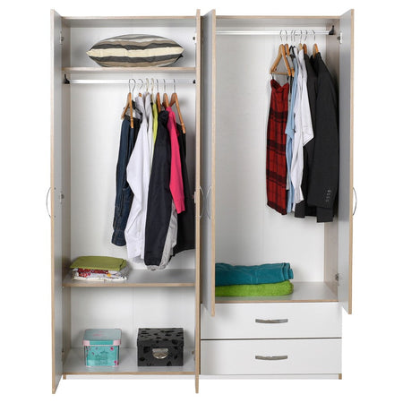 Armadio TPGR422023 bianco 4 ante e 2 cassetti 120x170x40