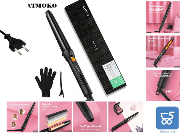 Arricciacapelli Atmoko Professionale  Guanto + Pinza - 25 28 32 mm conico pinze bigodino ferro 200 ℃ 220V  65W